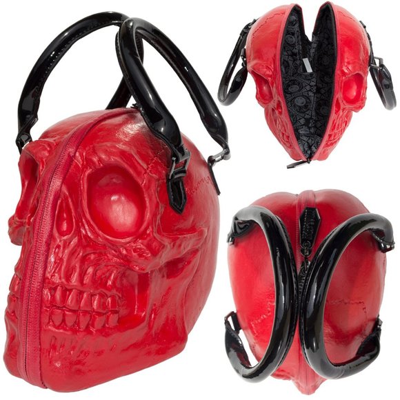 kreepsville666 Handbags - Skull Collection Hand bag Red Goth